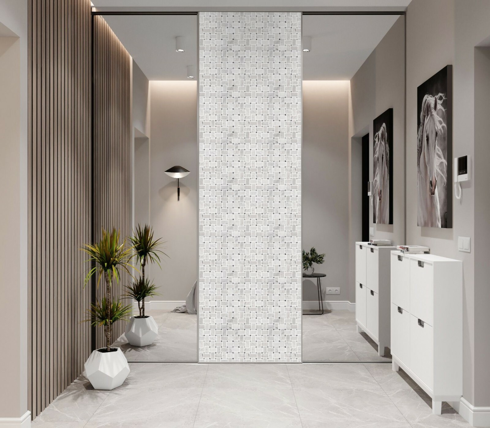 Simple Tile – Marble Mosaic Tile Basketweave Collection Carrara White+Bardiglio