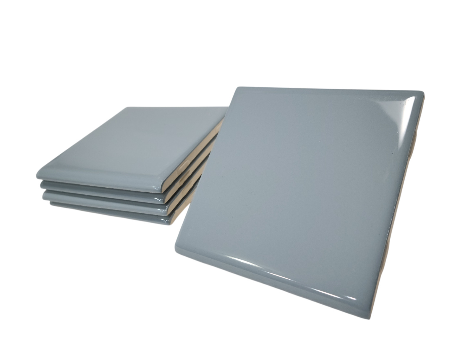 Blue Ceramic Tile 4.25 inch Bullnose Trim Edge Vintage Subway Square Color 0169