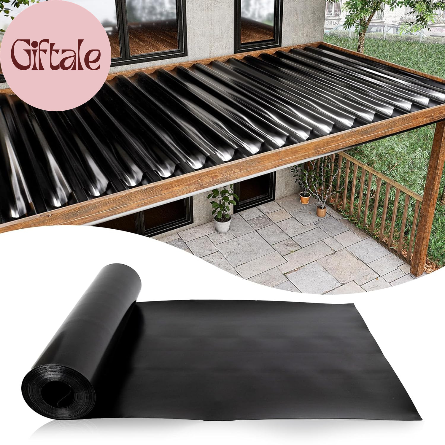 1PCS 50FT Black under Deck Drainage System Trough HDPE Waterproofing Membrane Fi