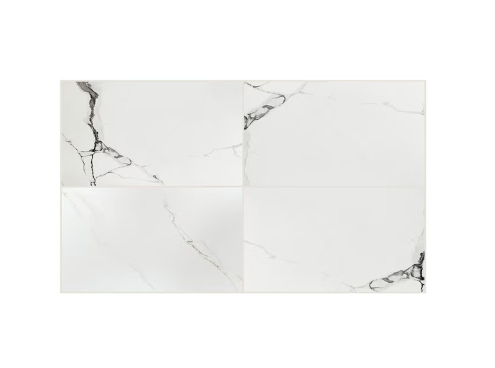 Origin 21 Alisa White 16 x 32 Polished Marble Look Floor and Wall Tile 350 SF