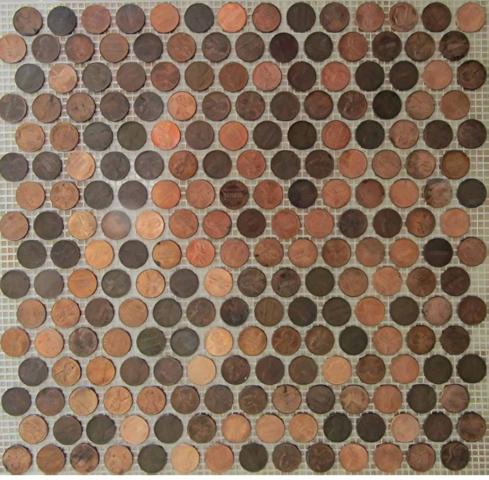 US Copper Circulated Penny LARGE Tile Sheets – 12″ x 13″ – for Floor or Wall Art