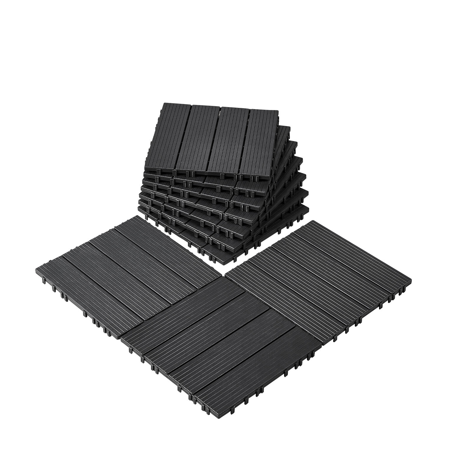 VEVOR Interlocking Deck Tiles 10 Pack 12″x12″ Plastic for Porch Dark Grey