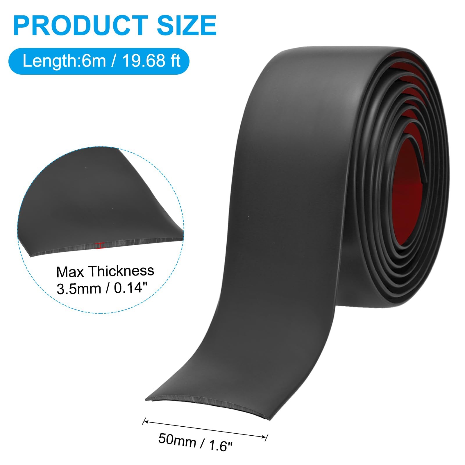 PATIKIL 20ft x 2″ Black Vinyl Self-Adhesive Floor Transition Strip Flat Divider