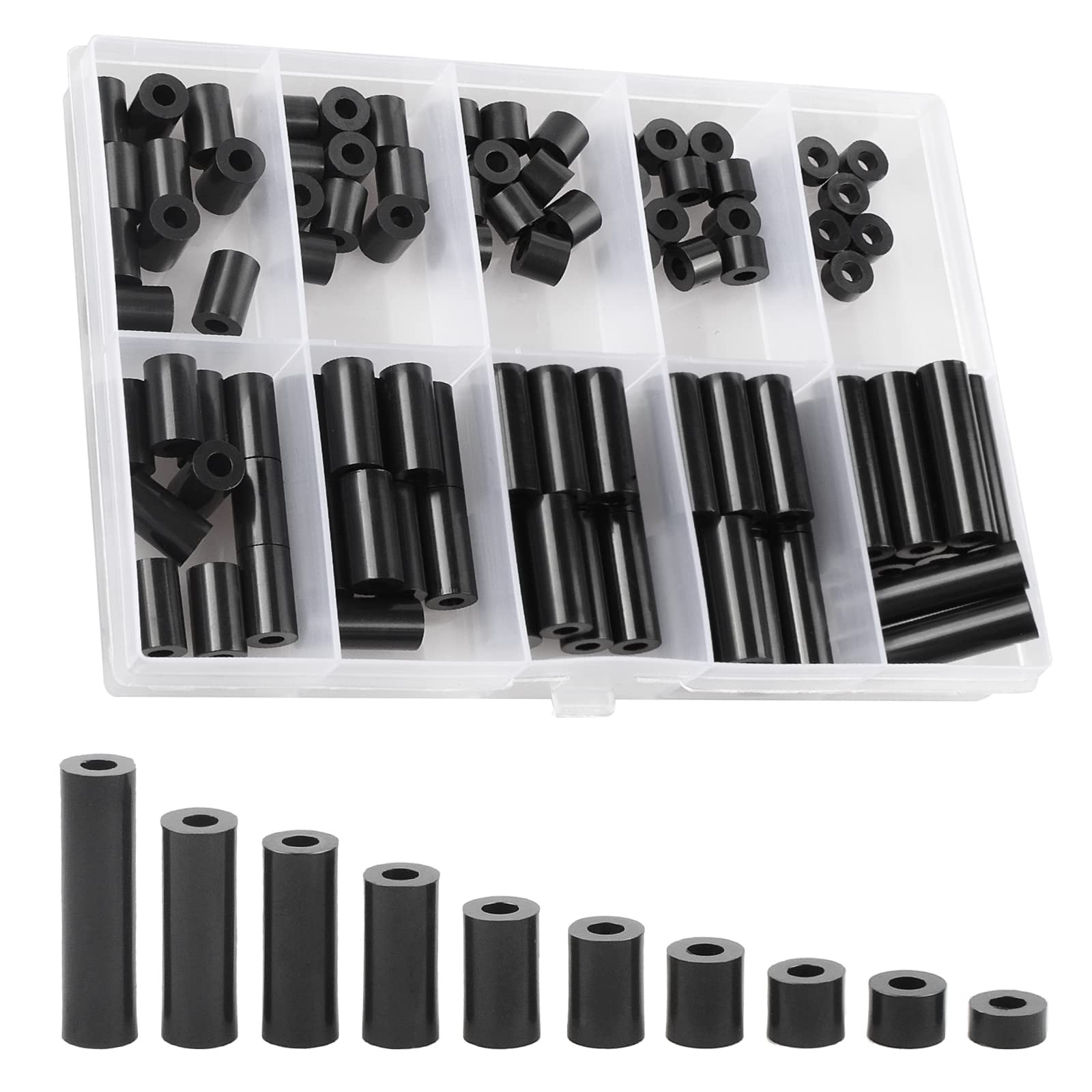 Exqutoo Black ABS Round Washers ID 3.2mm,OD 7mm, 3mm 5mm 3.2mm, Black/3.2mm