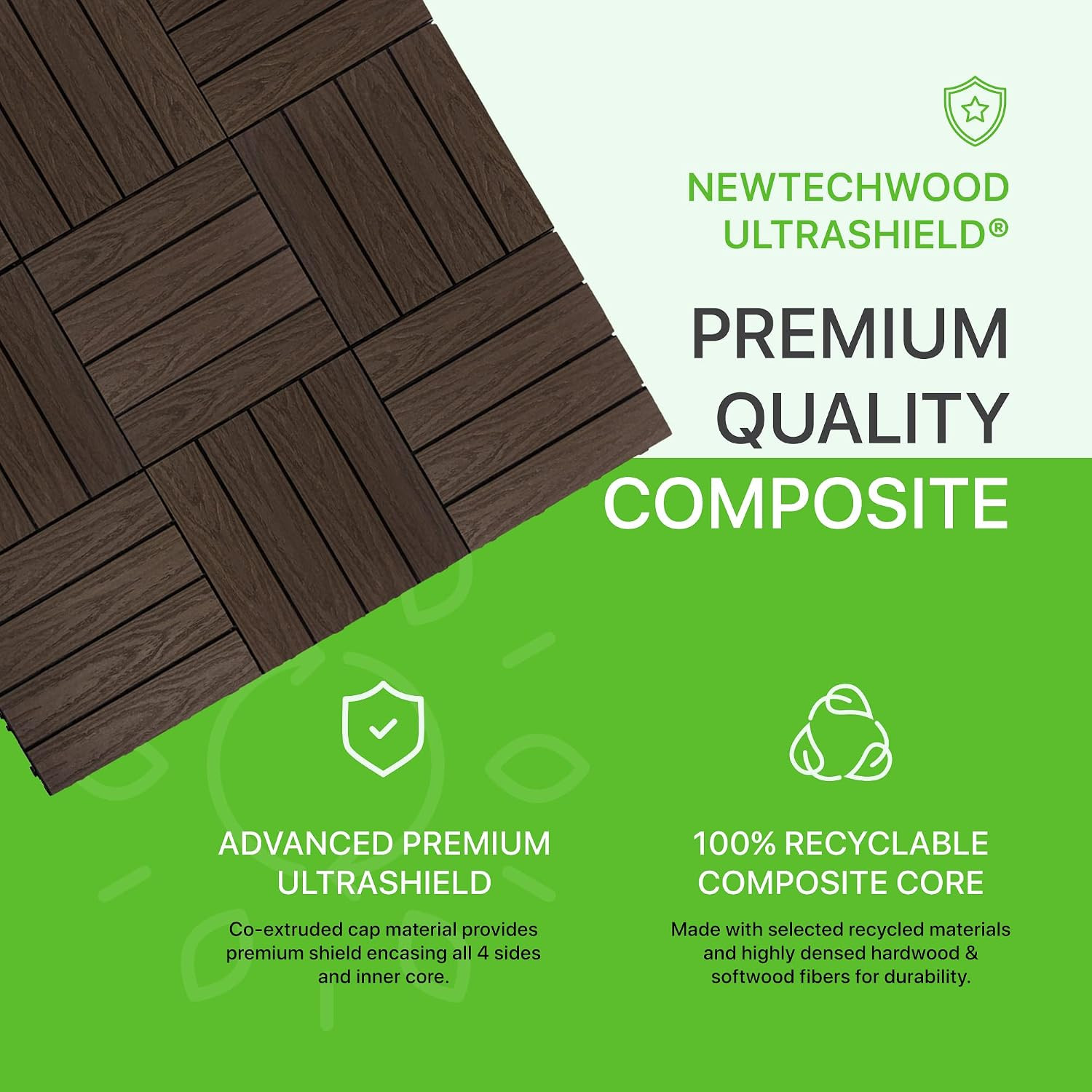 Ultrashield Naturale 1 Ft. X 1 Ft. Composite Deck Tiles | Quick Deck Interlockin