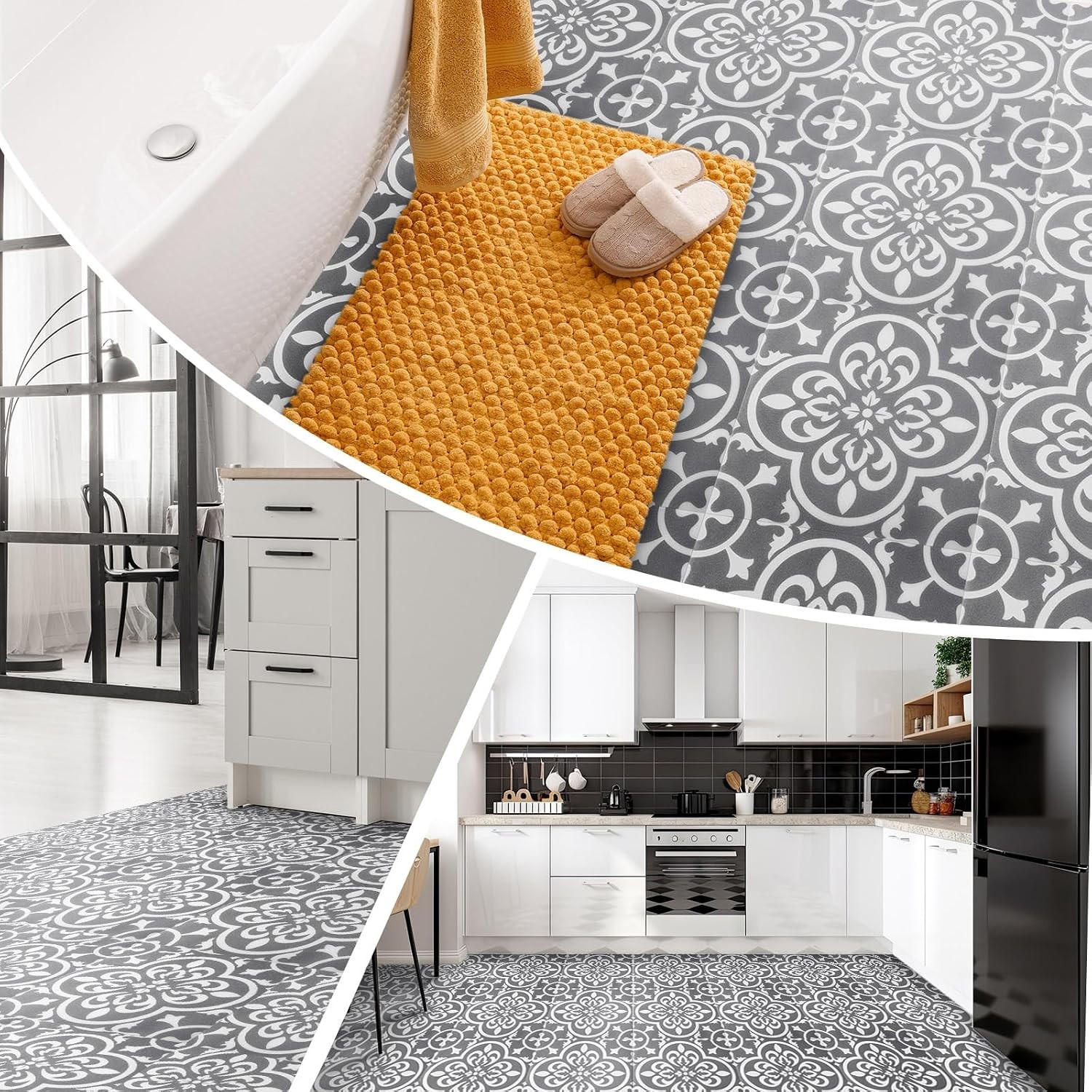 36 Pcs 7.87″ x 7.87″ Peel and Stick Floor Tile Vinyl DIY Flooring Self