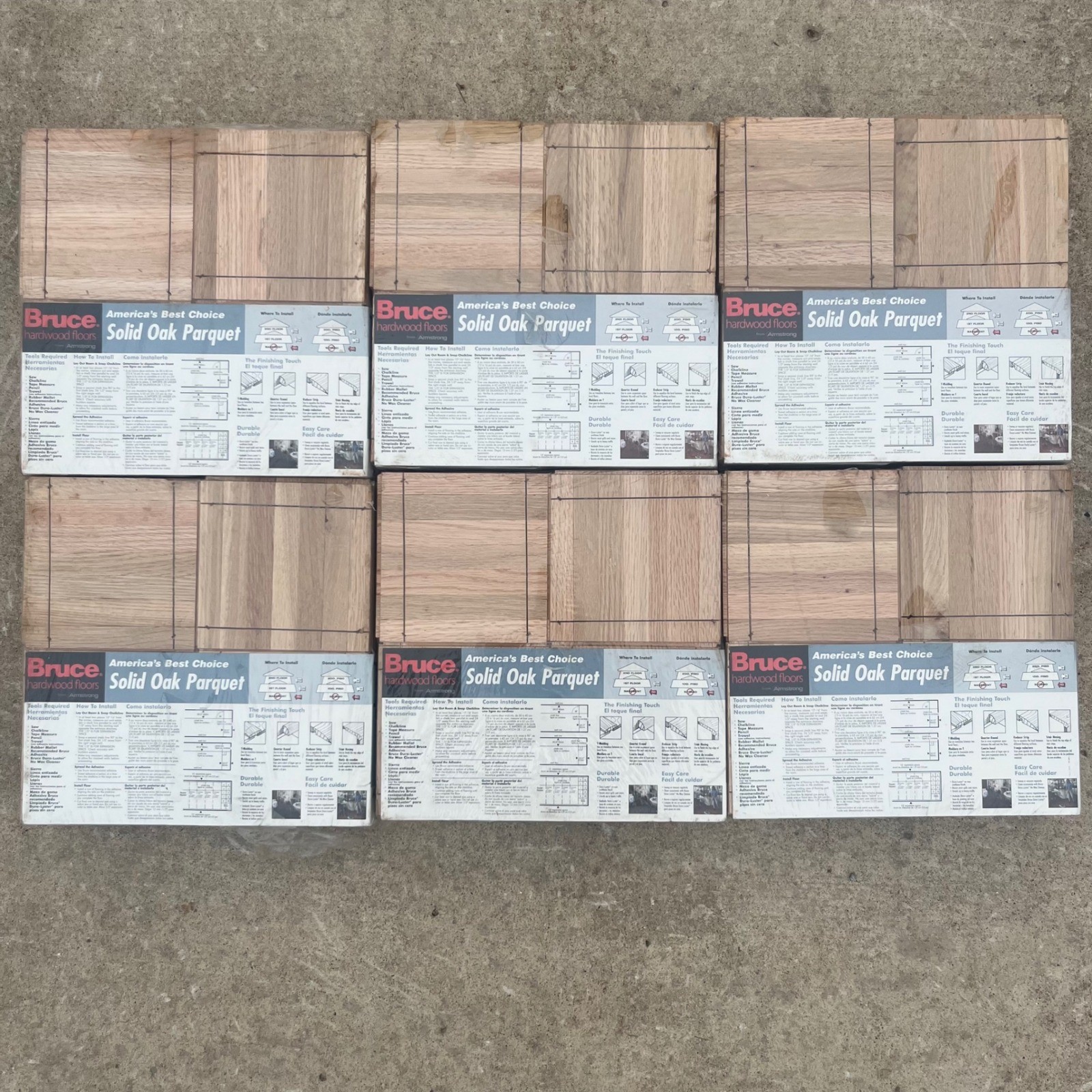 Bruce Solid Oak Parquet Flooring Bundle Lot 60 Sq Ft 12″x12″ ABC1701 Vintage