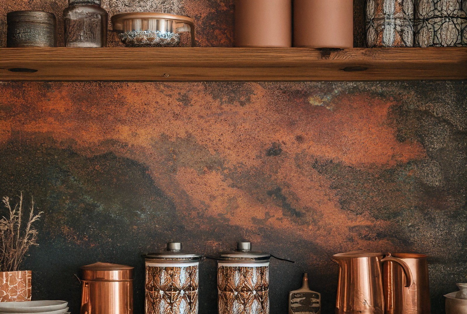 Real Copper Backsplash Panel – Handmade Metal Wall Art Kitchen Decor