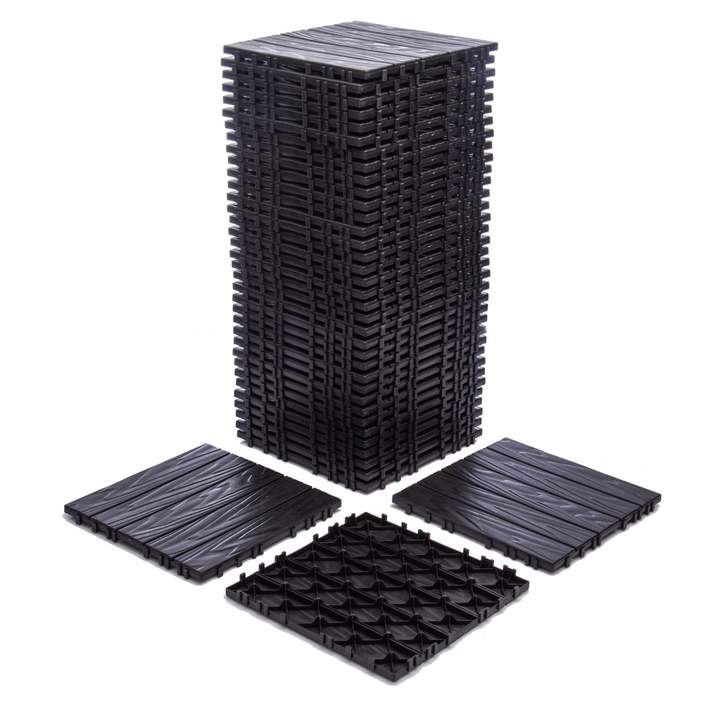 68-Pack 11.42″x11.42″ Plastic Interlocking Deck Tiles – 61.60 Sq.Ft Outdoor