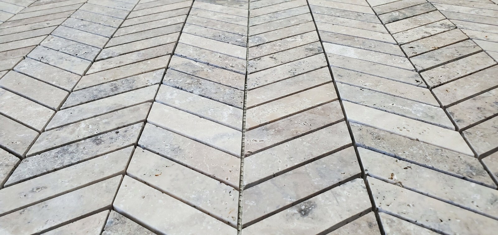 Chevron Latte Honed Travertine Mosaic Tile