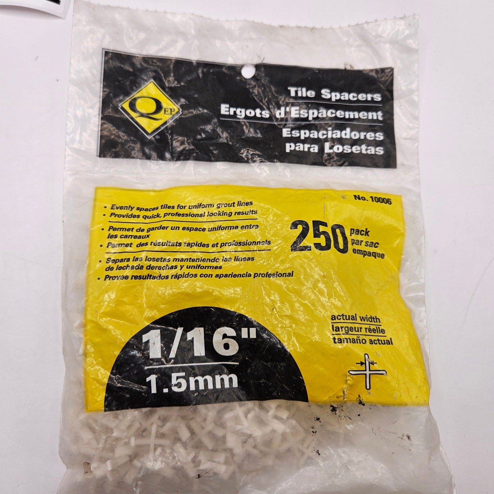 LOT OF 9 – QEP 1/16in TILE SPACER FOR FLOOR OR WALL TILES 250 PIECES/BAG NWT
