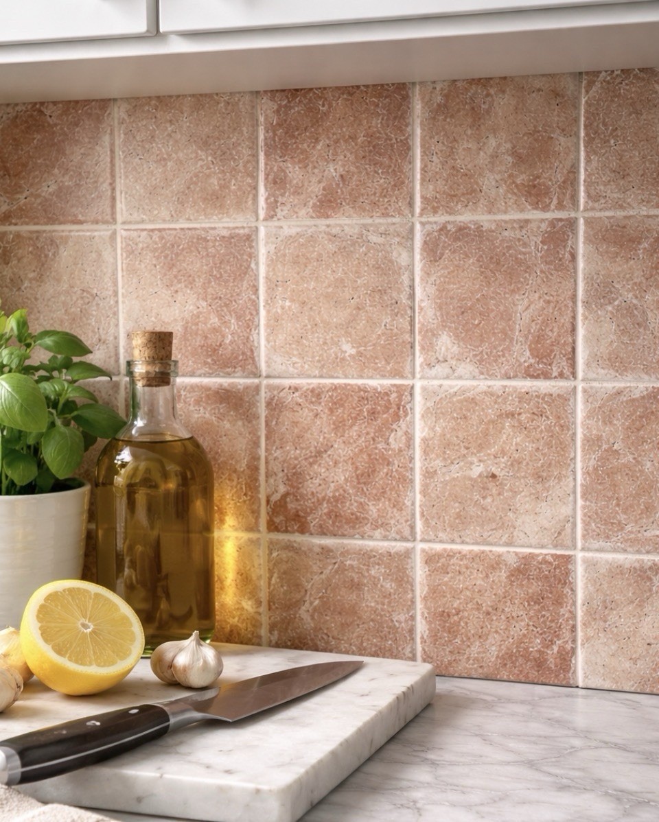 Rosso Marble 4×4 Tile Lot of 5 – Natural Stone – Repair Pieces