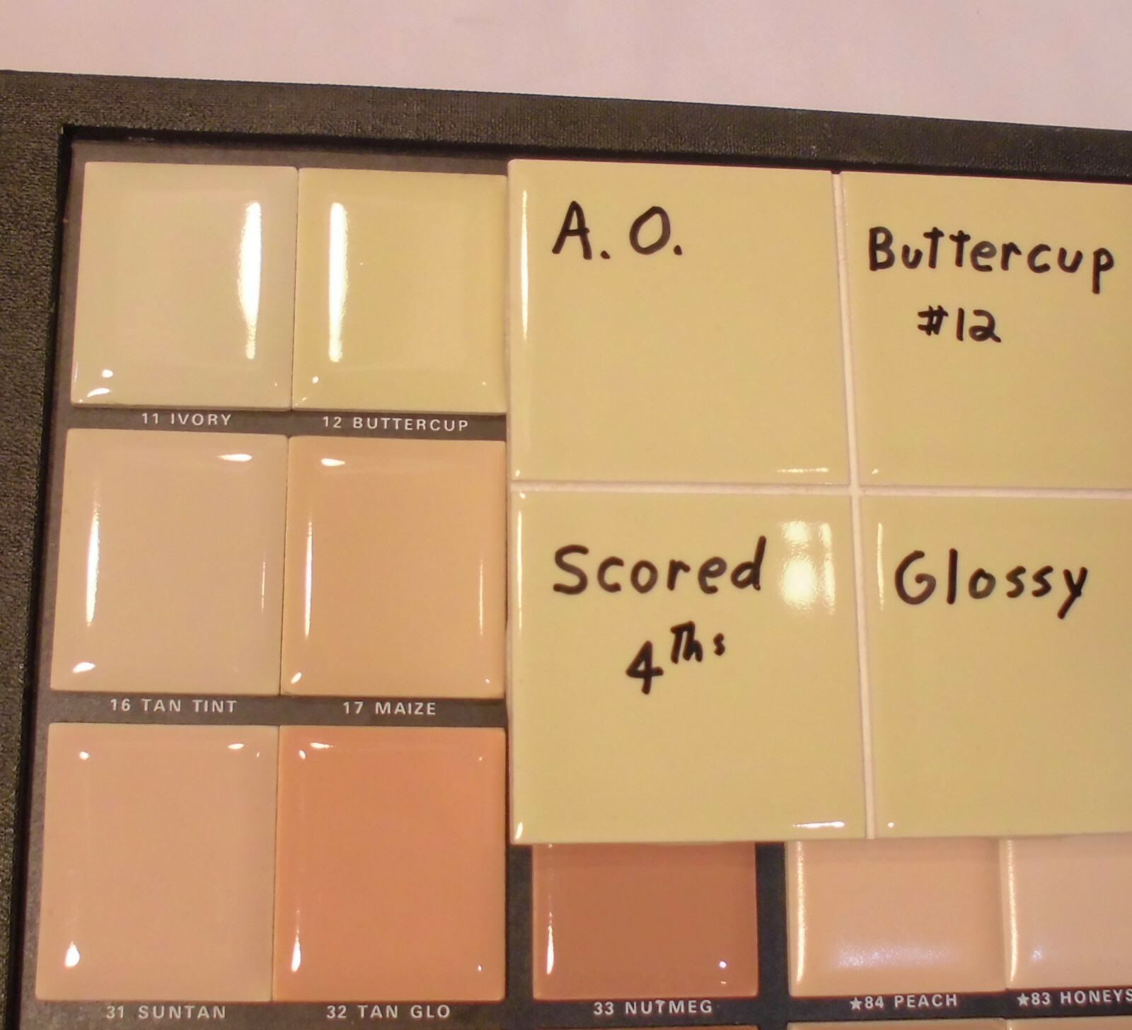 1 pc. *Buttercup Yellow* 4-1/4″ Scored Glossy Ceramic Tile; by American Olean