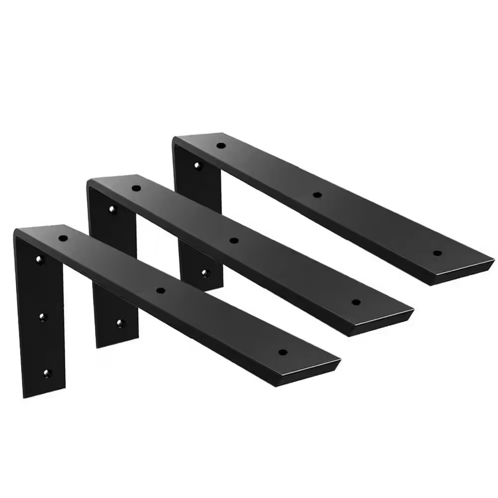 16 In. X 6 In. X 2.5 In. Heavy Duty 3/8 In. Thick Black Countertop Support Brack