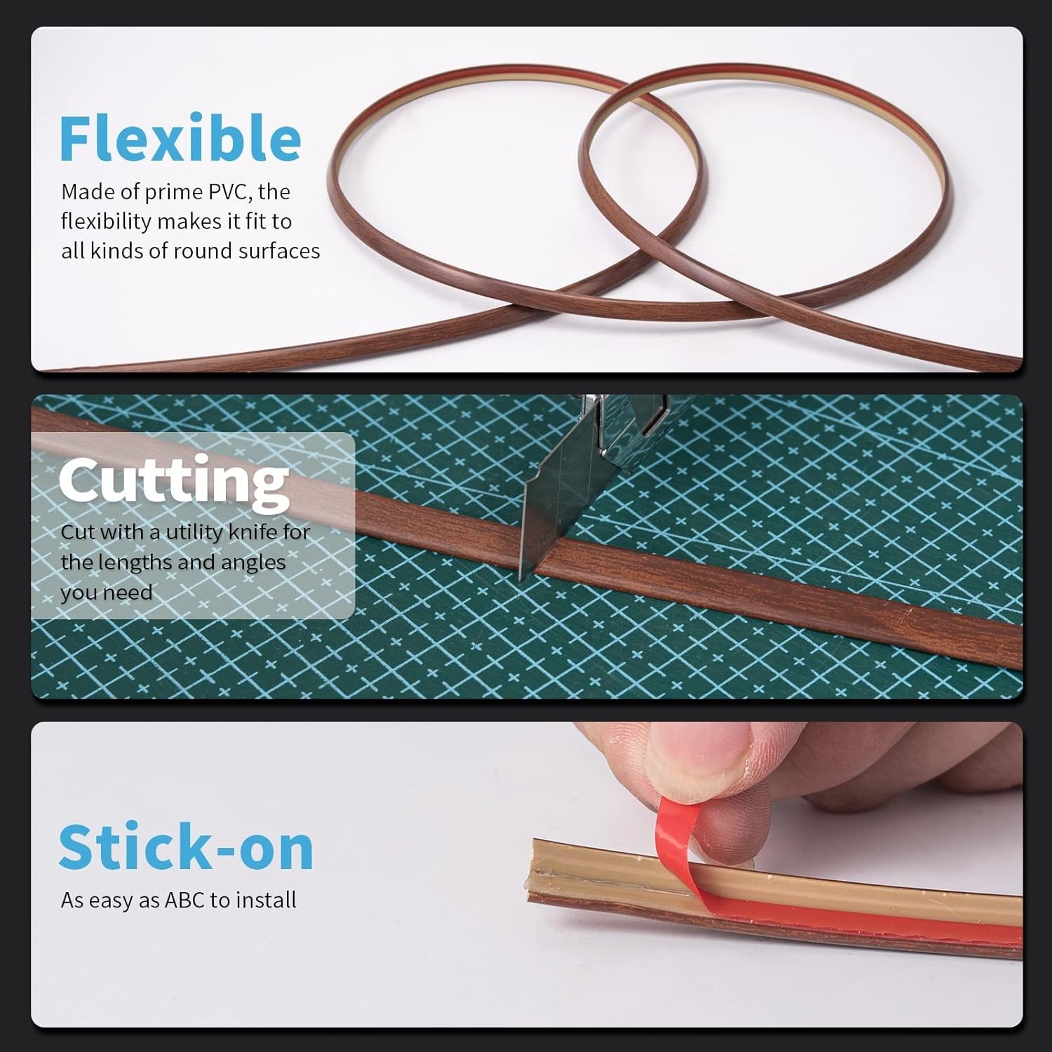 20ft Outside Vinyl Corner Trim Peel and Stick for Tile and Wall Edges, Furnit…