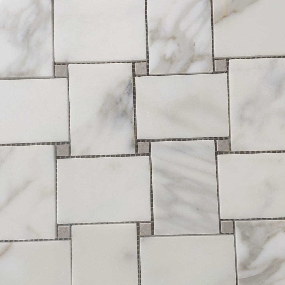 G663XH Calacatta Gold Marble Basketweave Mosaic Tile Cinderella Gray Honed