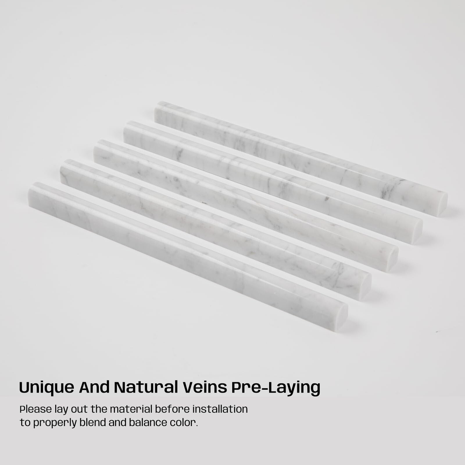 Carrara White Marble Pencil Trim Liner, 3/4″X12″ Bullnose Tile Edge Trim for …
