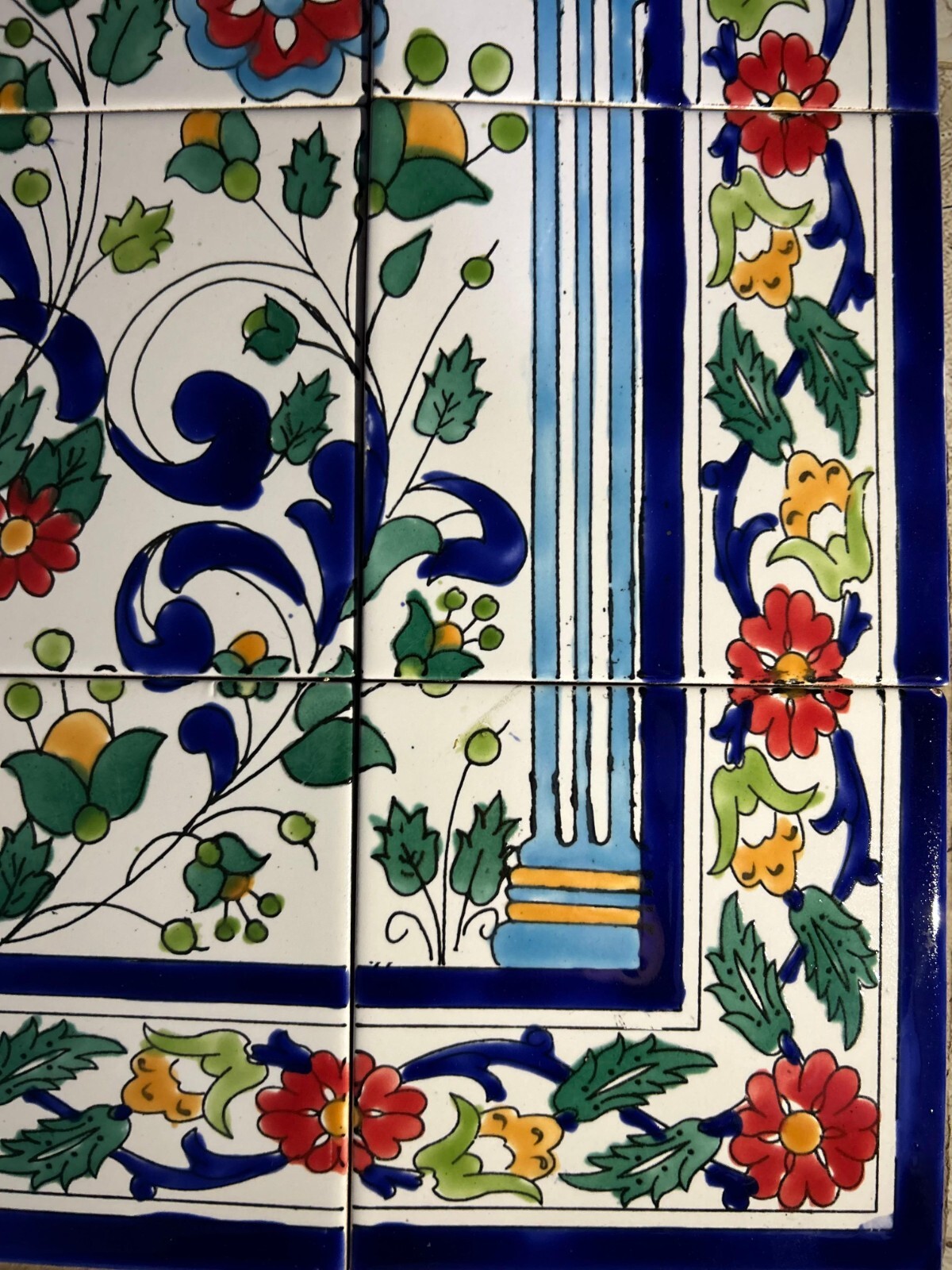 24″ x 30″ Ceramic Tile Mural Backsplash Art Wall Panel Hand Painted Flowers Tile
