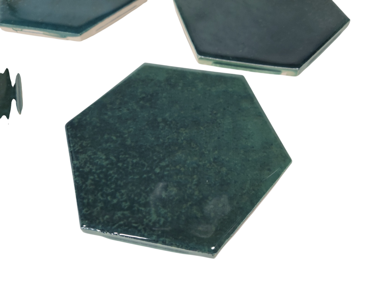 Green Ceramic Tile Hexagon Subway Marble Mosaic Vintage Mid Century Modern Retro