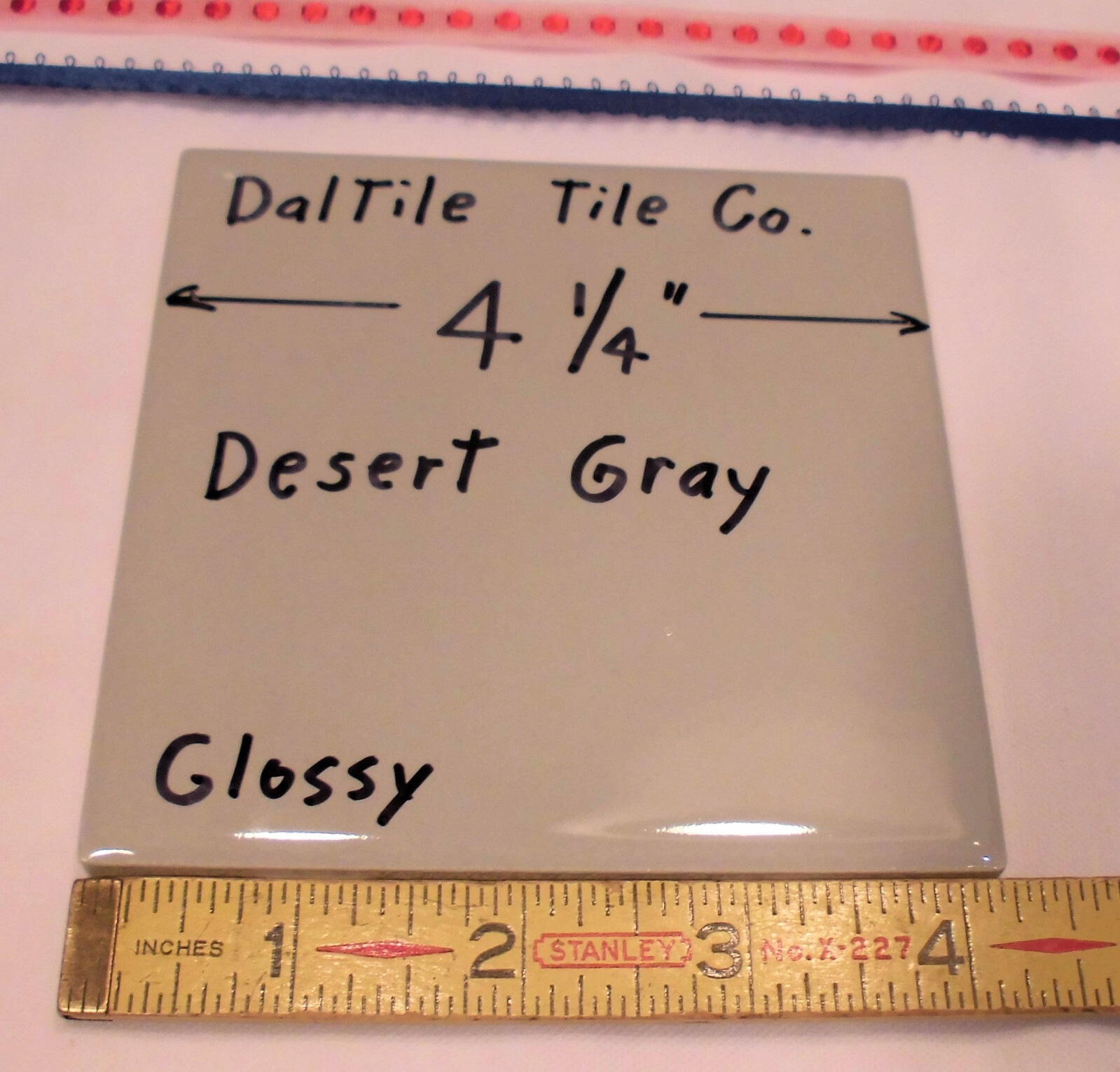 1 pc. Glossy *Desert Gray* Ceramic Tile by Daltile…4-1/4″ NEW STOCK