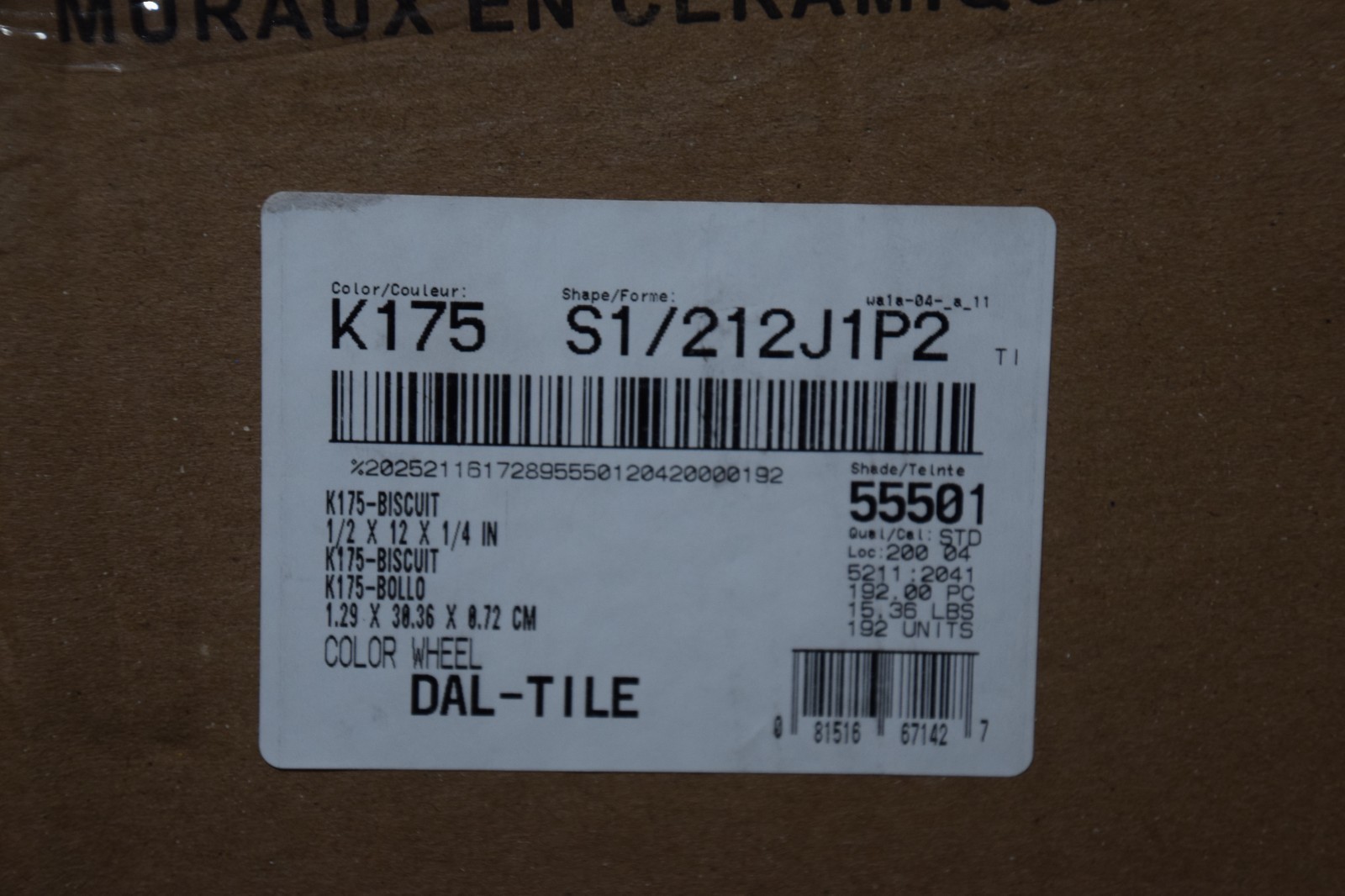 Case of Daltile 0.5×12 Glazed Ceramic Wall Jolly Trim – Biscuit K175 S1/212J1P2