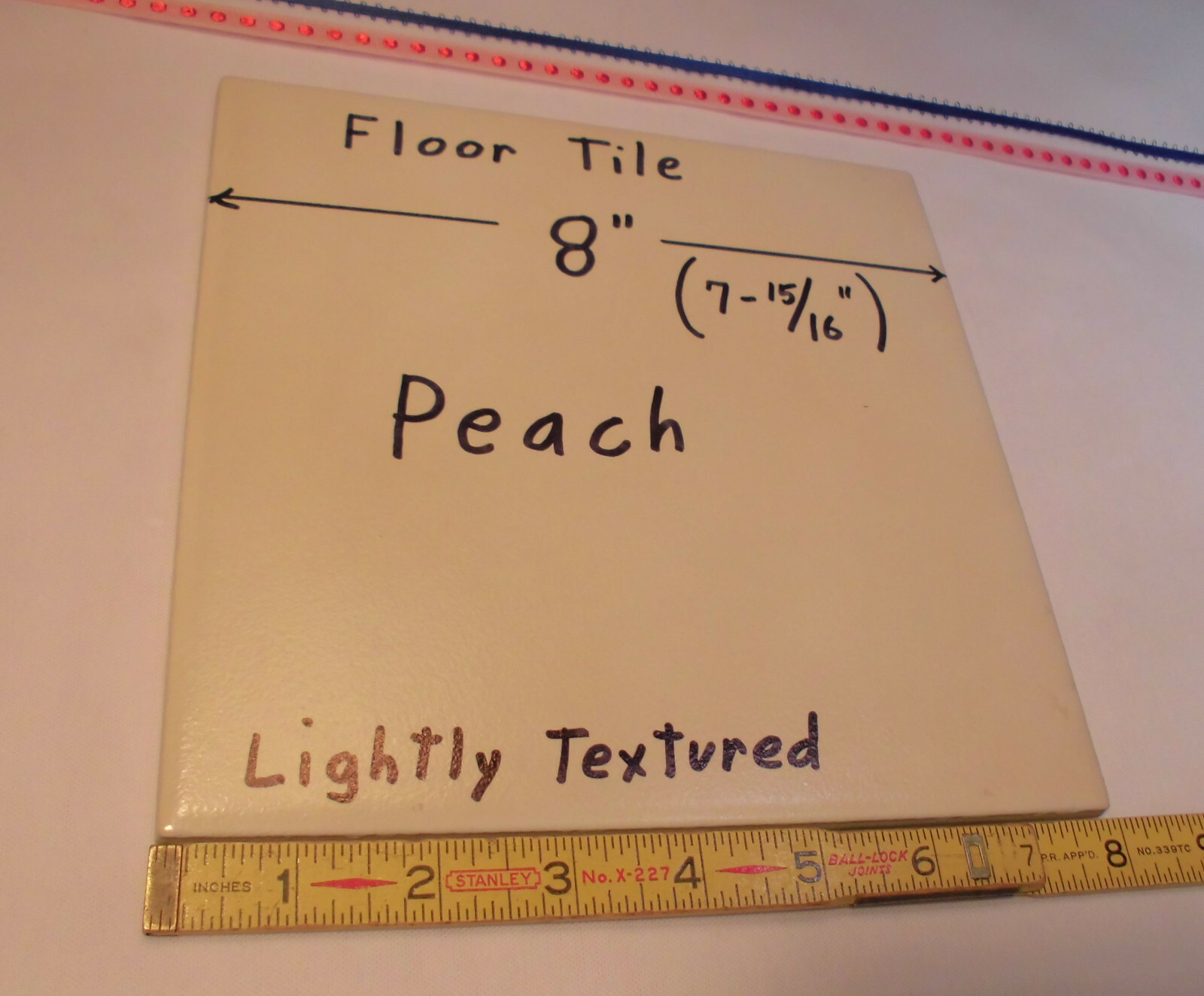 1 pc. *Peach* Ceramic / Porcelain Floor Tile 8″ X 8″ Lightly Textured New