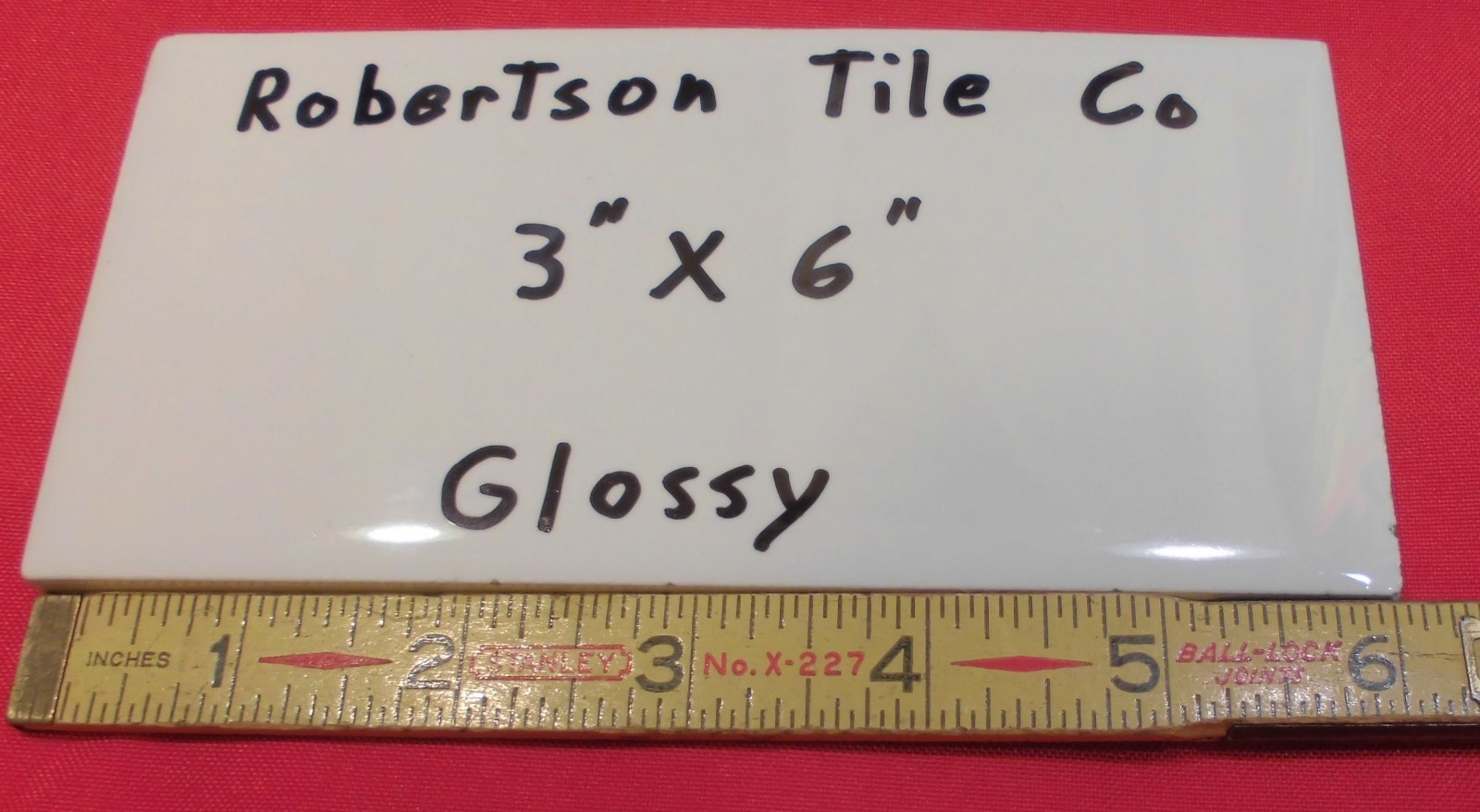 1 pc. Vintage *White* Subway Glossy Ceramic Tile 3″ X 6-1/16″ Robertson Co. NOS