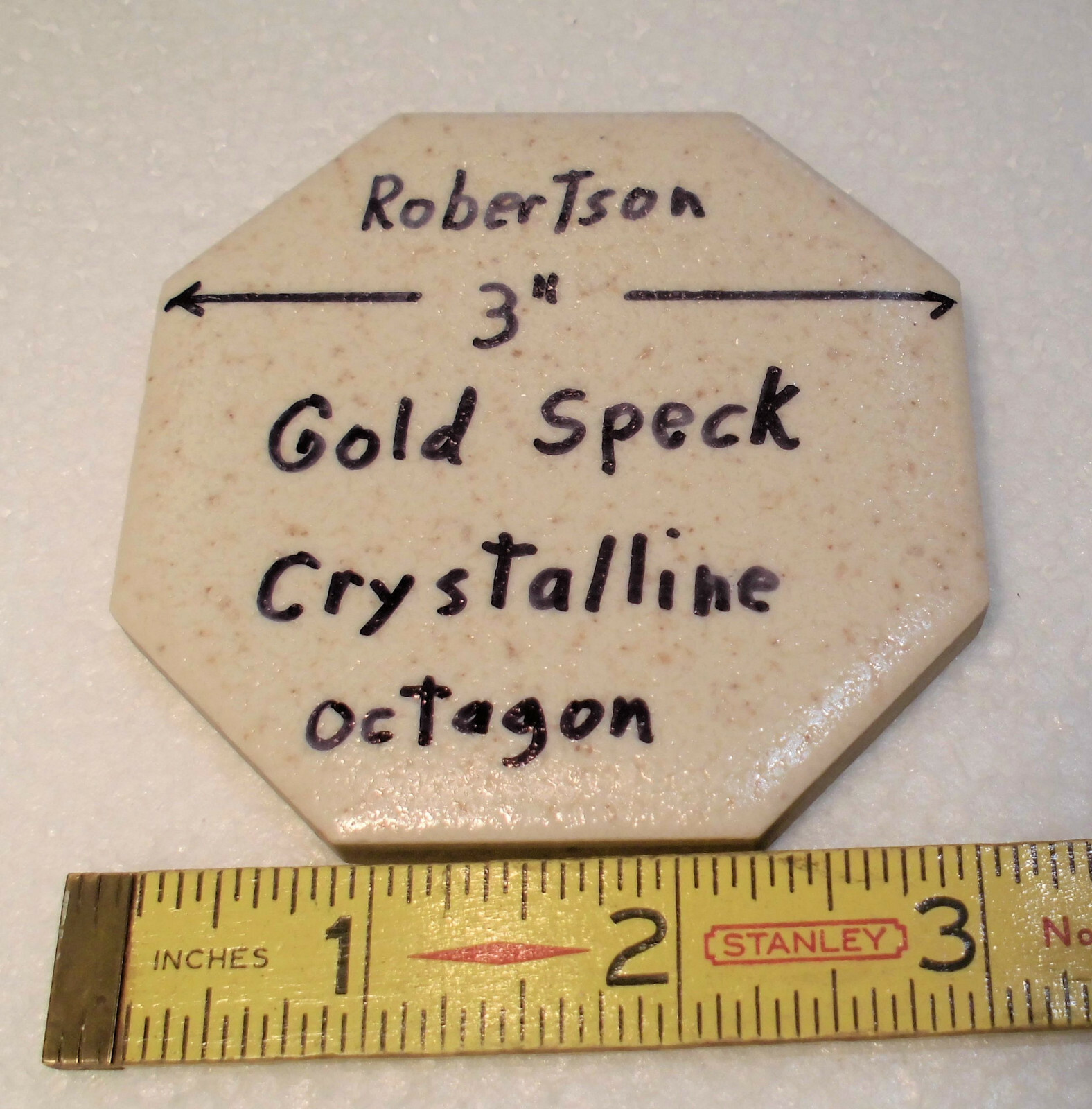 1 pc. Gold Speck – Dust; Octagon Ceramic Tile 3″ by Robertson, Crystalline: NOS