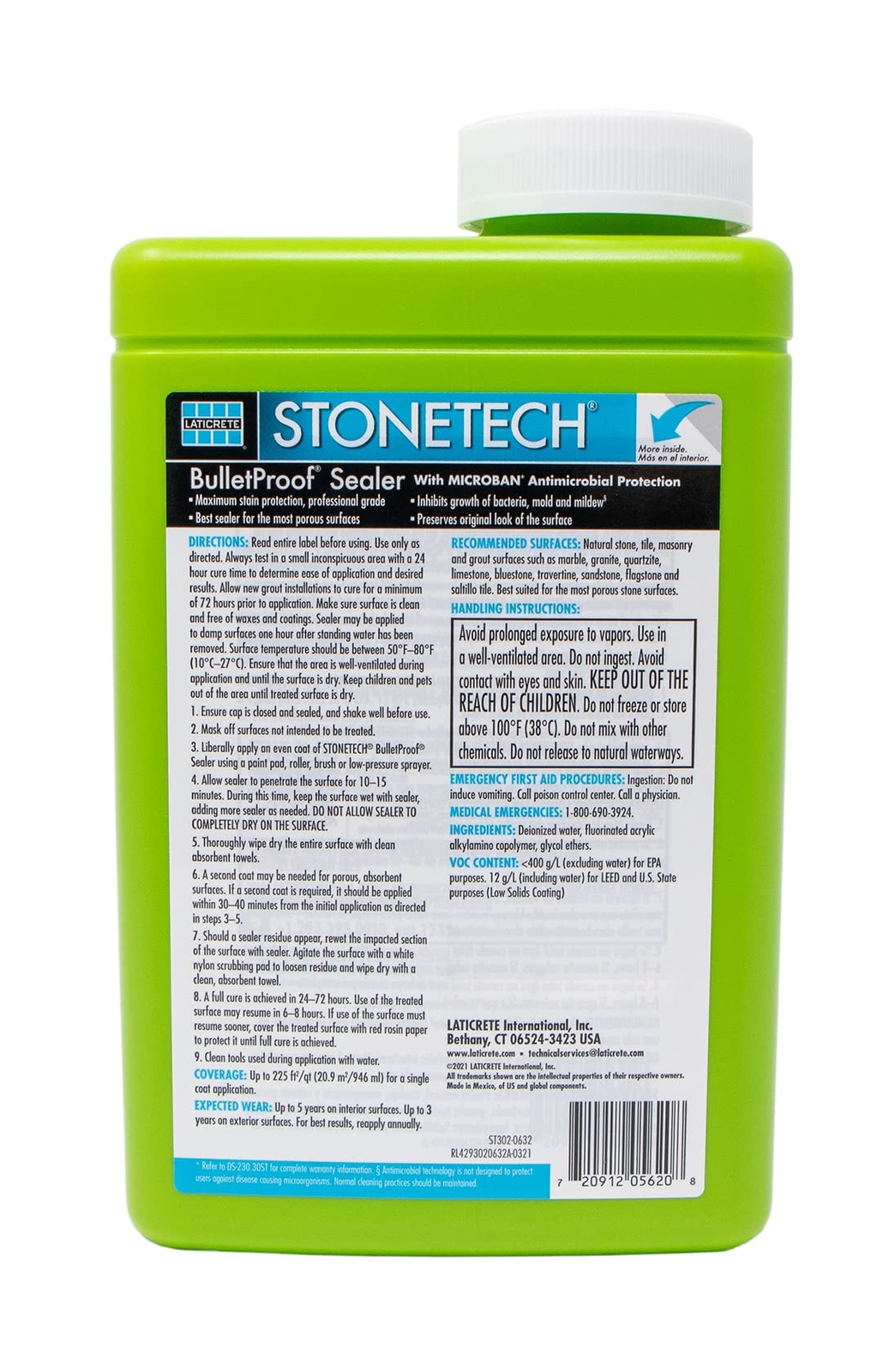 StoneTech BulletProof Sealer 1 Quart Maximum Protection for Natural Stone Grout
