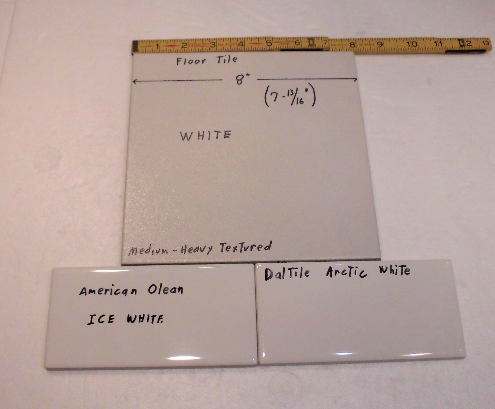 1 pc. Floor White: Ceramic Tile 8″ X 8″ Medium-Heavy Textured: New Stock, Mexico