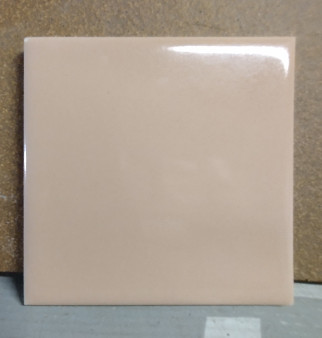 1 Wall Tile Mosaic USA 4-3/8″ Sq Semi Gloss Blushing Peach Pink Ceramic 1950 Vtg
