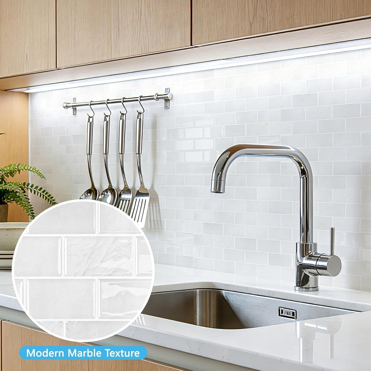 Waterproof White Marble Peel and Stick Tiles – 10 Pack