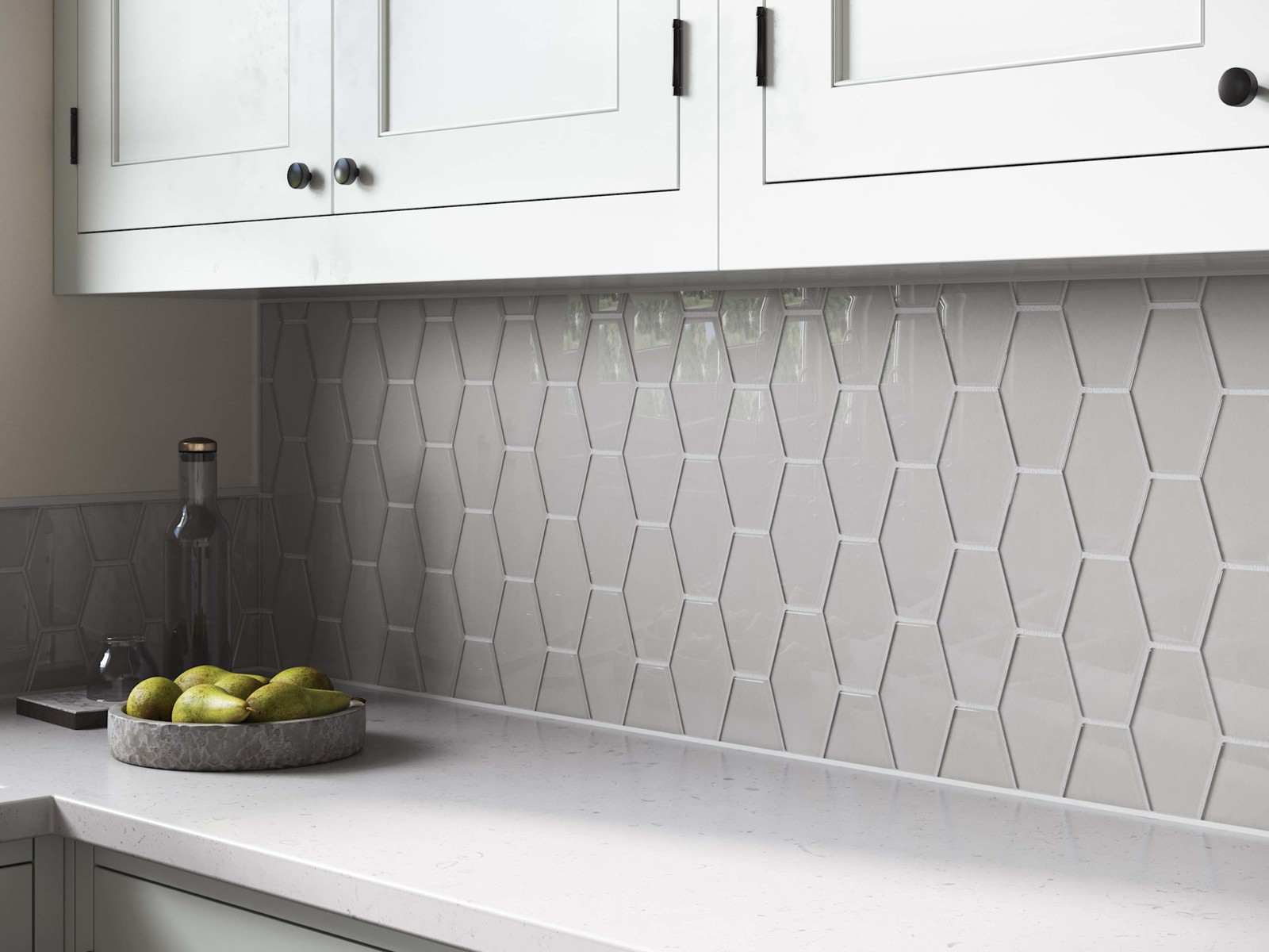 Cruz Bay Studio MKT2871 Long Hex – 11″ x 11″ Geometric Wall Tile – Soft Ivory