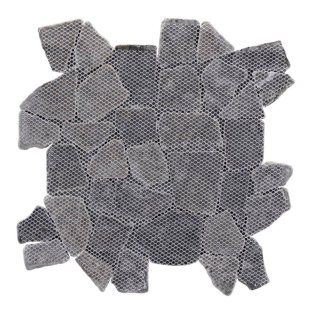 Full Eclectic 18 In. X 18 In. Stone Grey Marble Tumbled Wall and Floor Tile (10.
