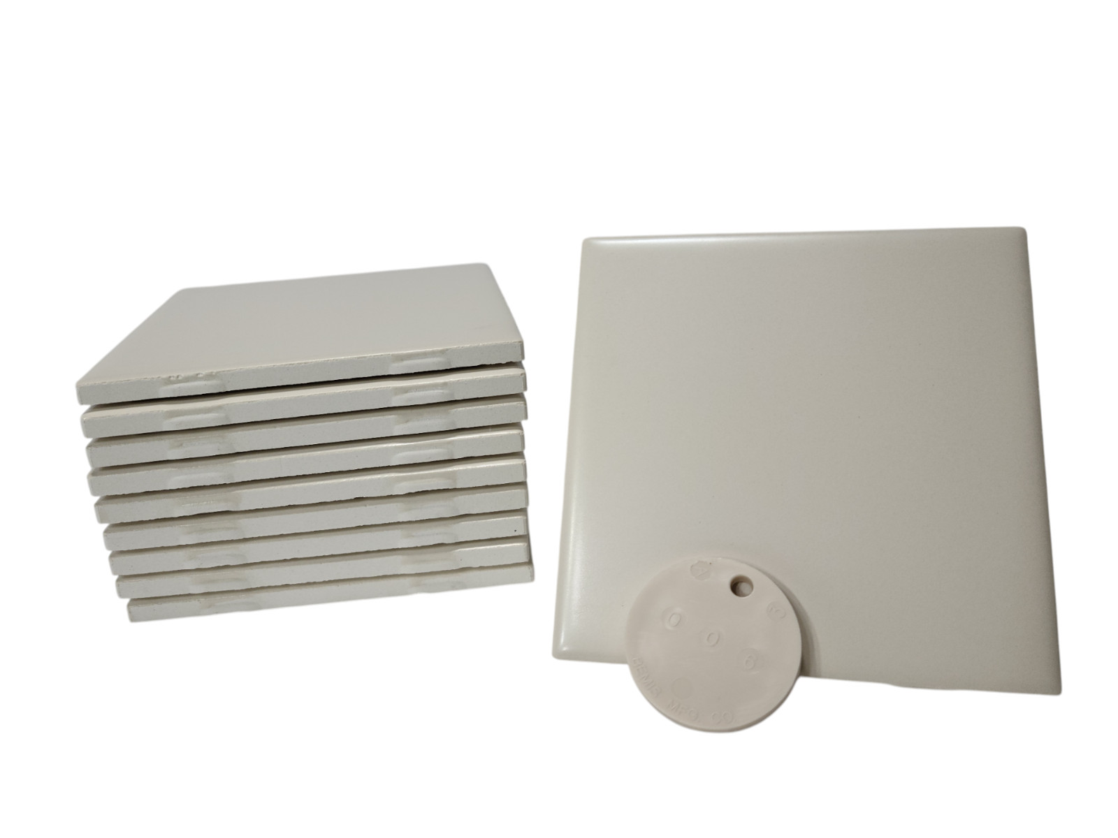 Beige Ceramic Tile 4.25 in Almond Bone Matte Subway Square Mid Century Modern