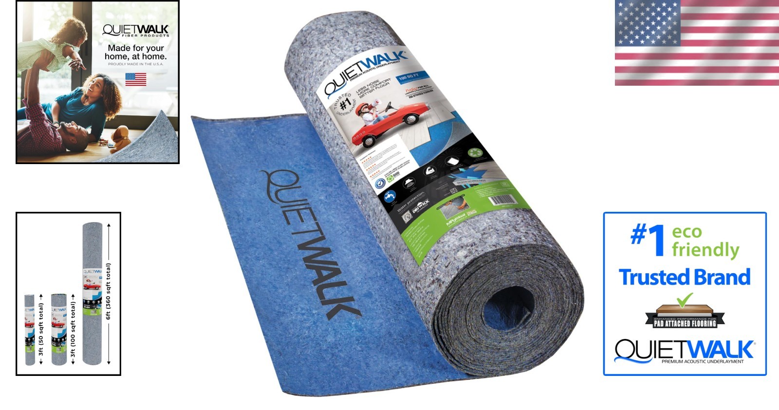 100 sq ft Underlayment – 3 mm Thick for Laminate & Hardwood Floors – GREENGUA…