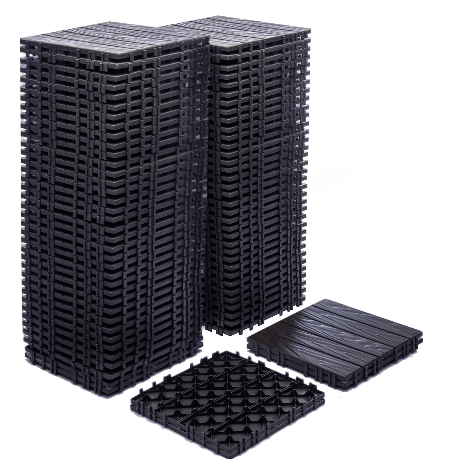 68-Pack 11.42″x11.42″ Plastic Interlocking Deck Tiles 61.60 Sq.Ft