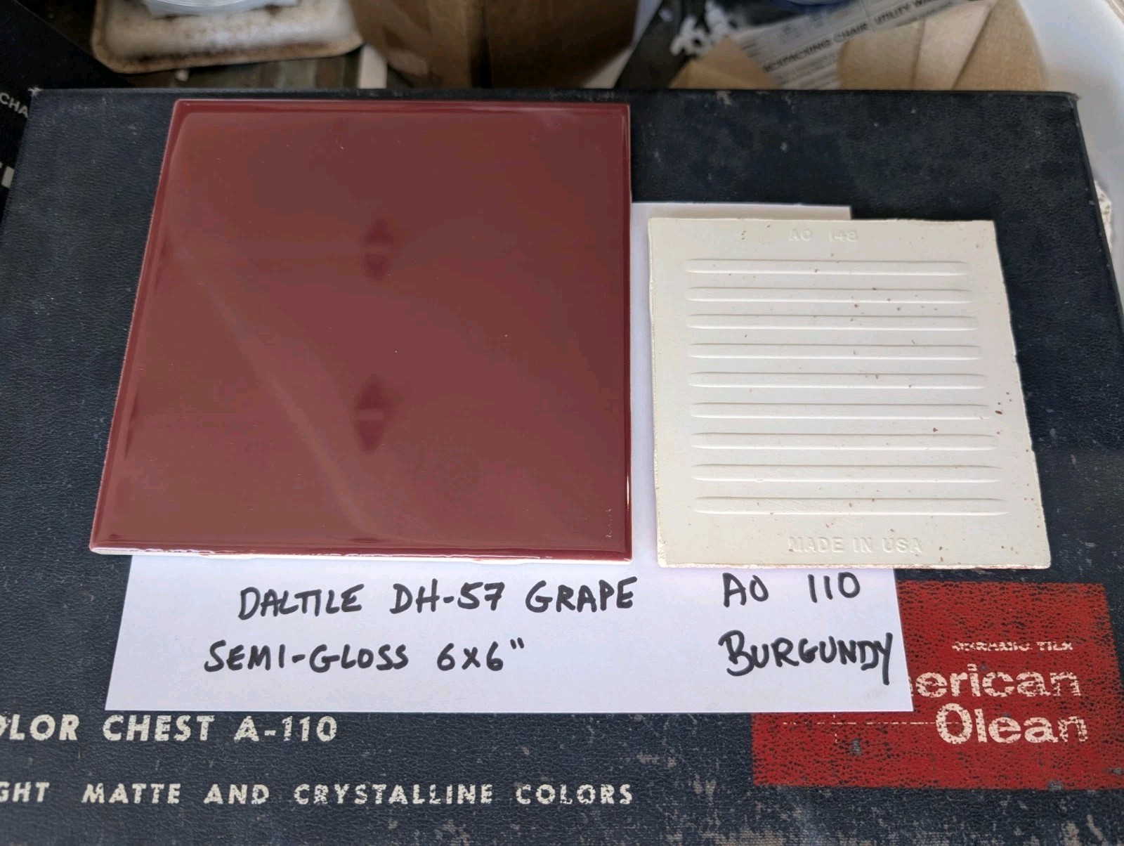 1 pc of Daltile Ceramic Tile 6″ Square NEW DH-57 Grape AO 110 Burgundy Gloss USA