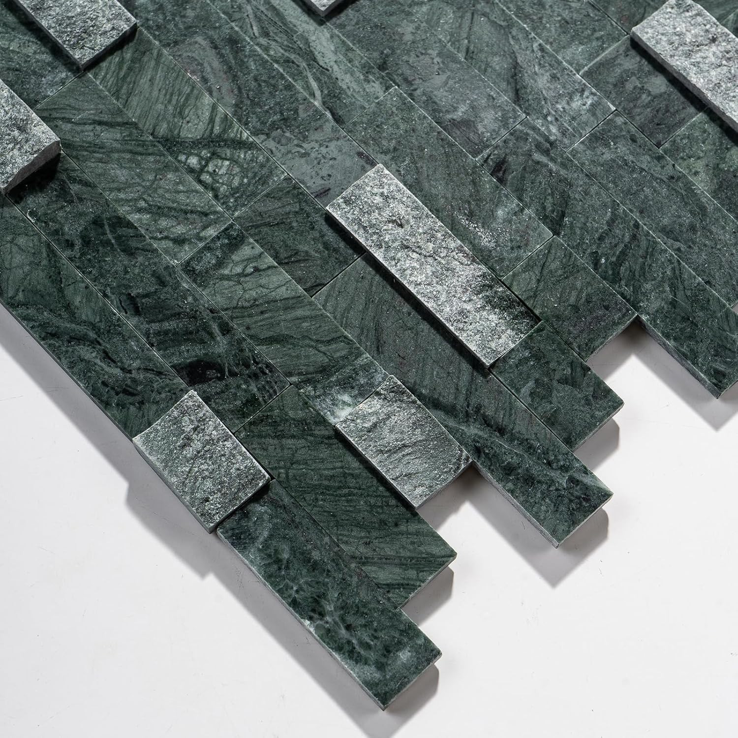 5-Sheet Peel and Stick Backsplash Tile, Natural Stone 3D Mosaic Wall Tile, India