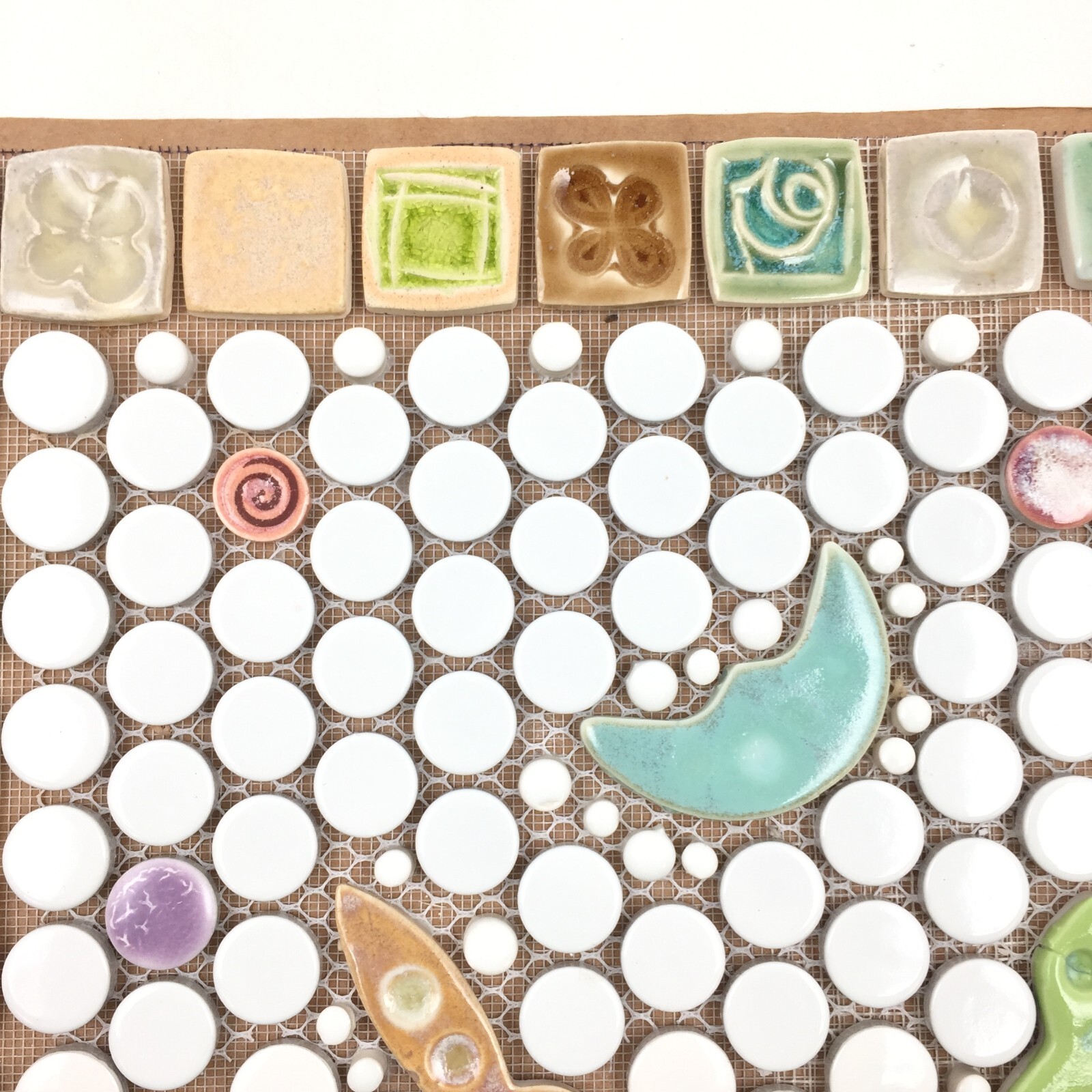 Handmade Tile Mosaic Panel Backsplash 1/4″ Thick, 11.5″ x 14″ Mounted On Mesh