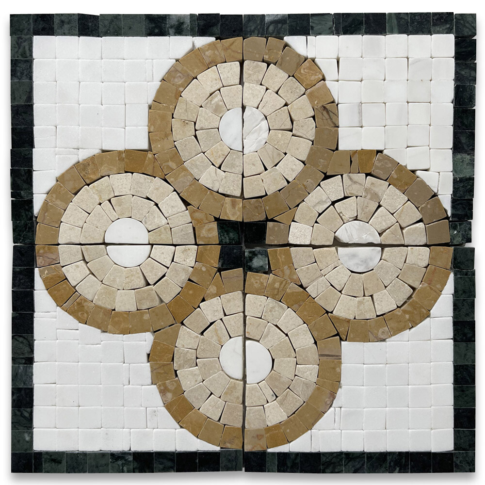 B0084CP Marble Mosaic Border Accent Decorative Tile Aura Gold 4×4 Polished