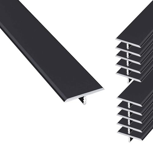 Aluminum T Molding Floor Transition Strip, Black, 4ft, 10 Pack