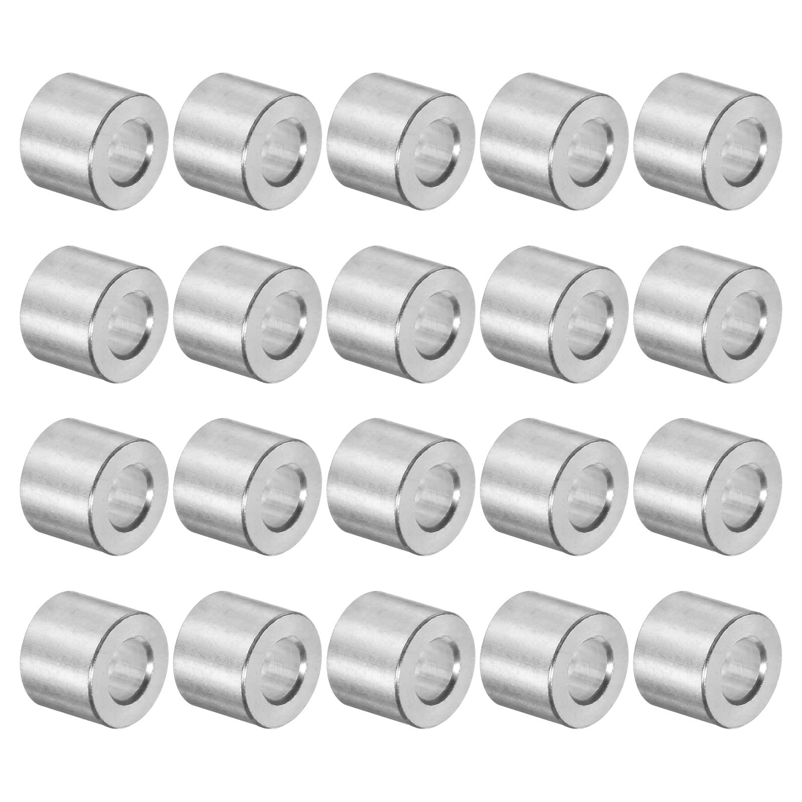 uxcell 20pcs Aluminum Spacer 5mm Bore 10mm OD, 8mm Length Screw Silver tone
