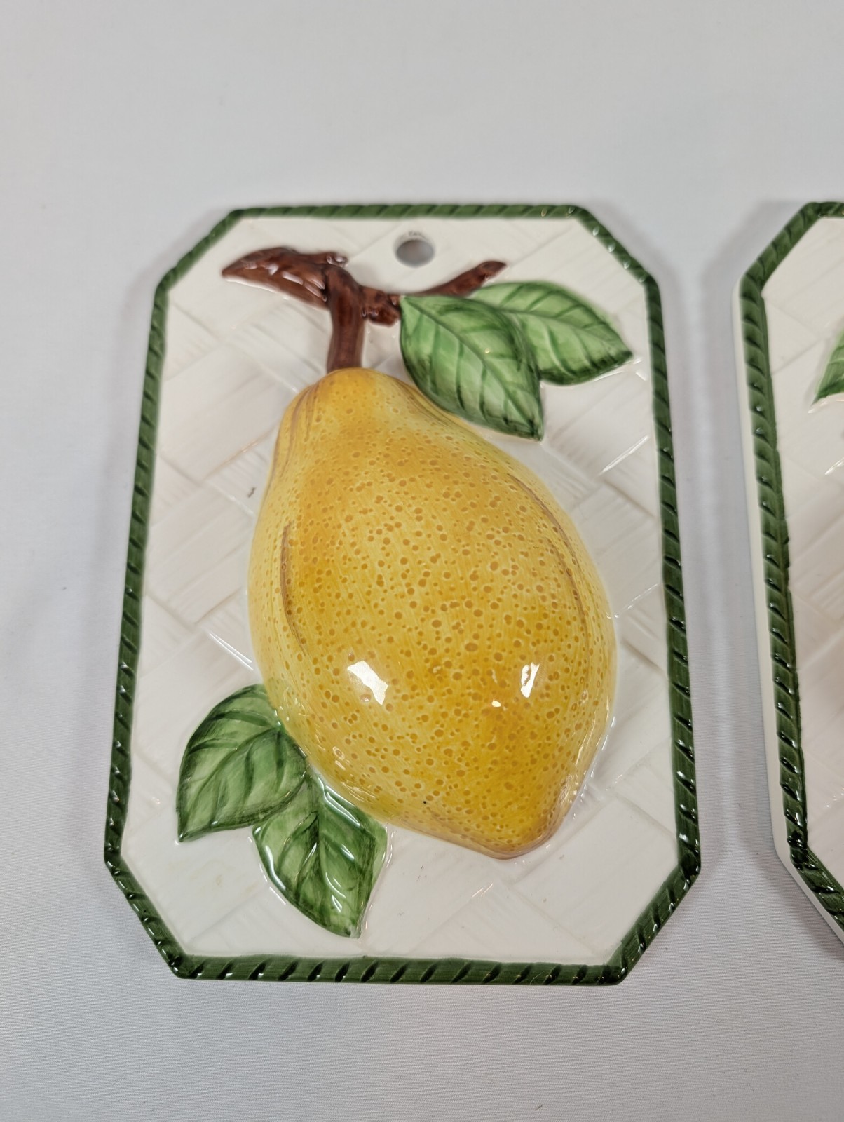 Raised Tile 6×8 Fruit Lemon & Pear Country Ceramic Kitchen – Shafford – Japan