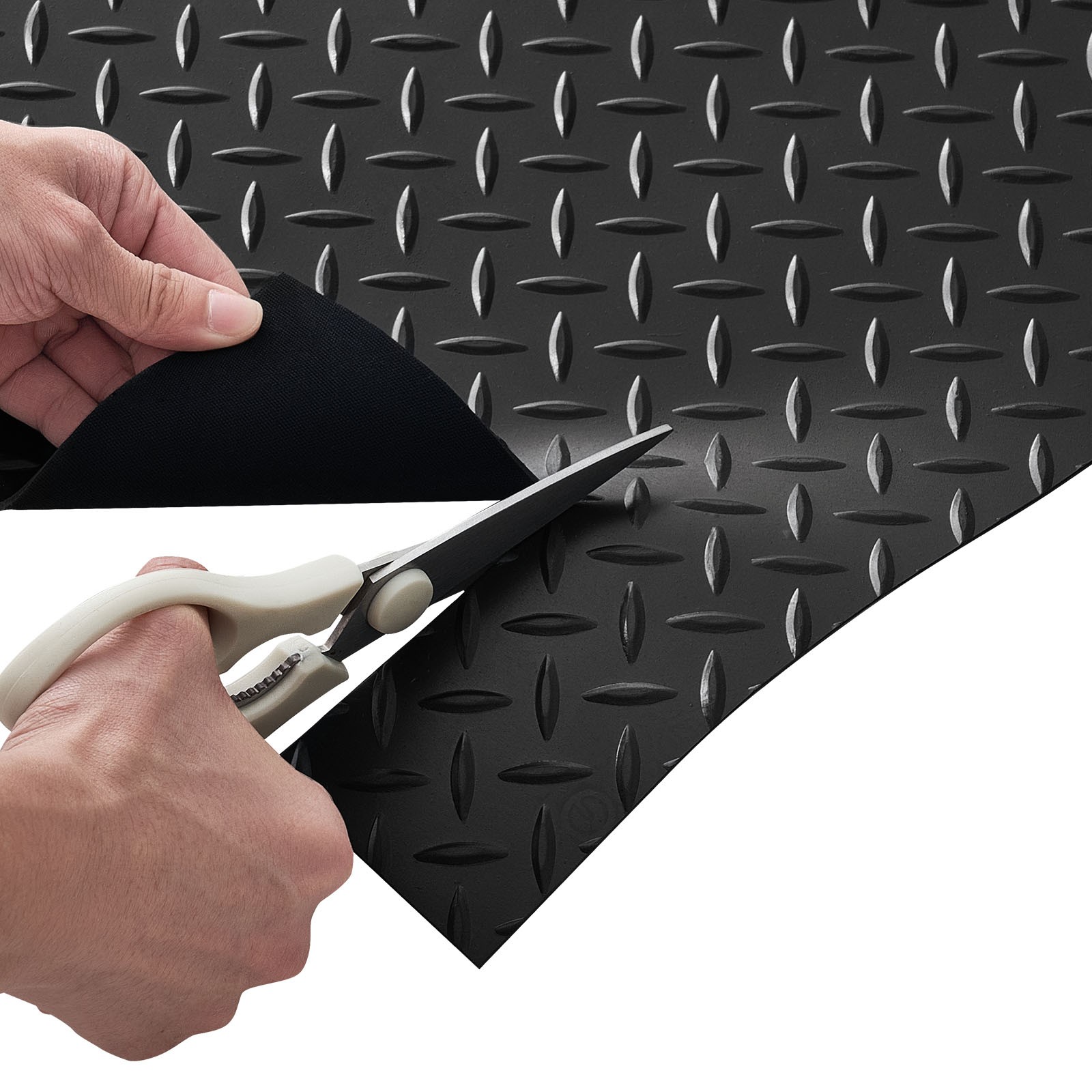 VEVOR Garage Floor Roll 4×20 ft Rubber Diamond Mat Waterproof Non-Slip Black