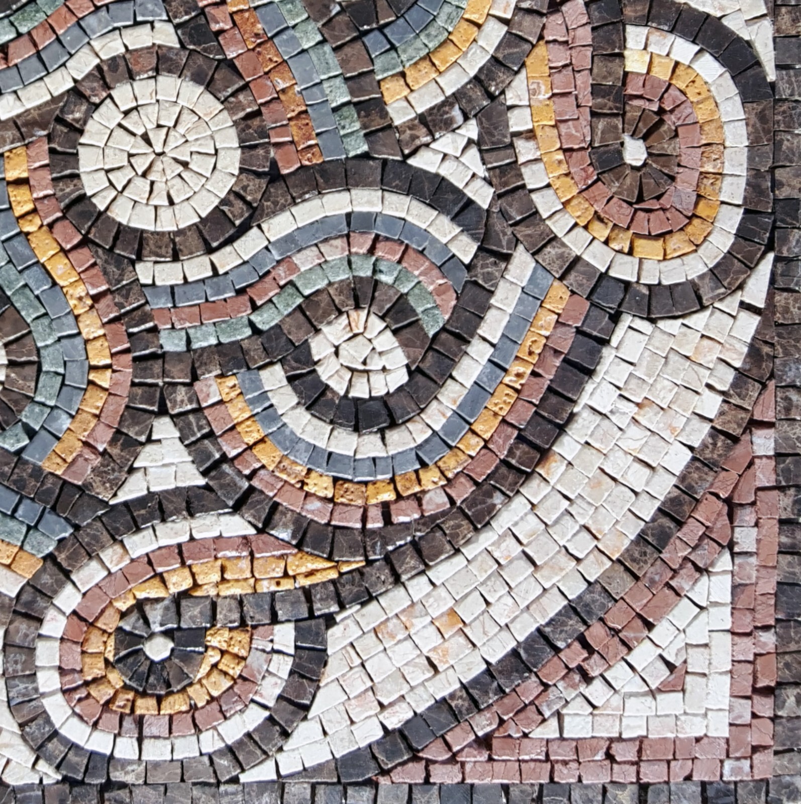 Handmade Multicolored Striped Looping Pattern Mosaic Tile