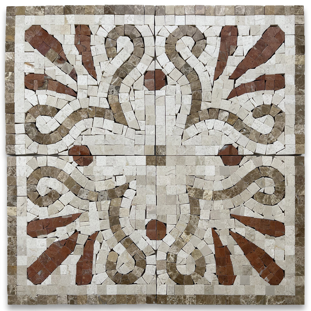 B0079CP Marble Mosaic Border Accent Tile Everlasting Crema 5.9×5.9 Polished
