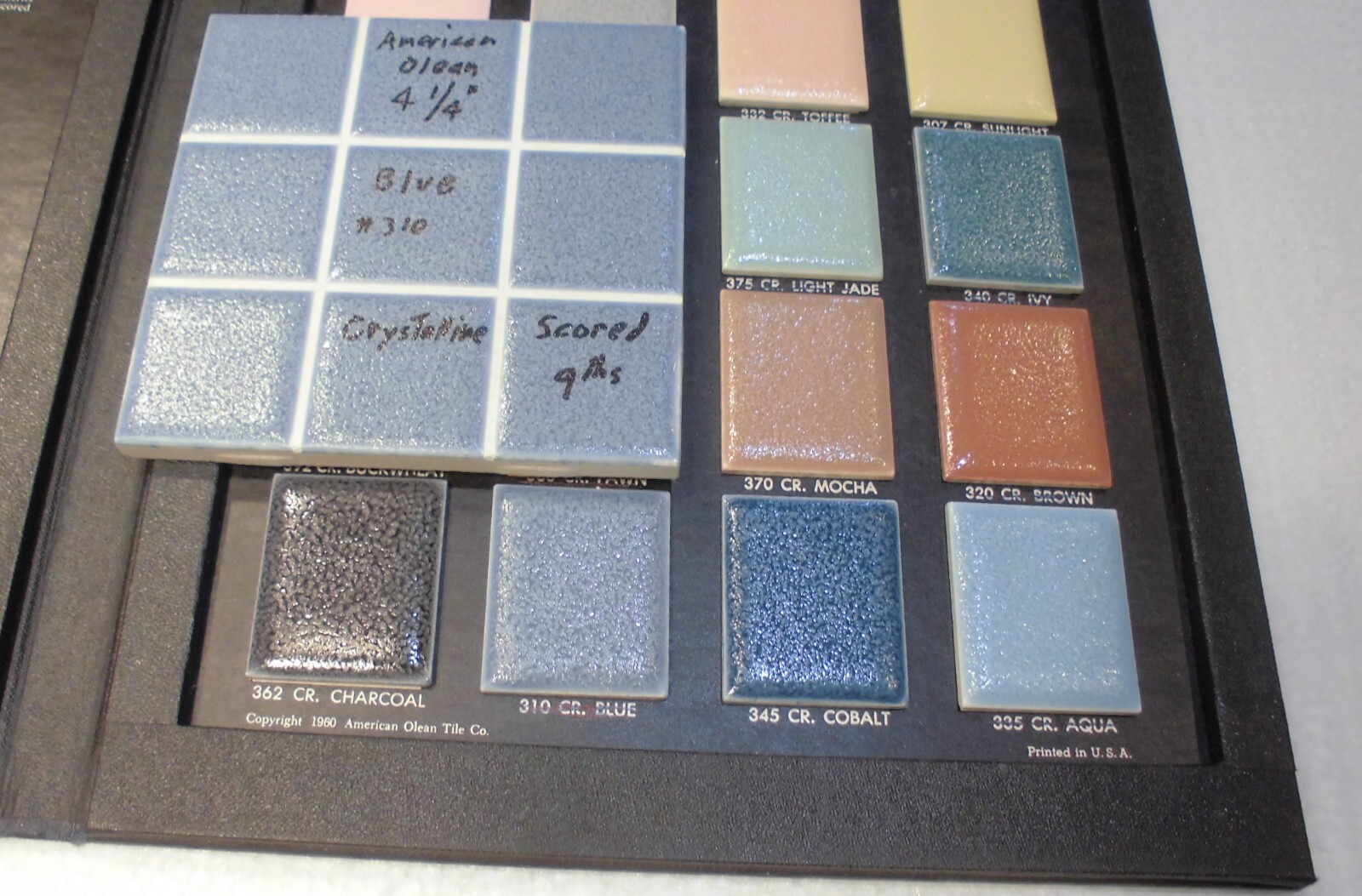 1 pc. “Blue” Scored in 9ths, Crystalline Ceramic Tile: American Olean…4-1/4″