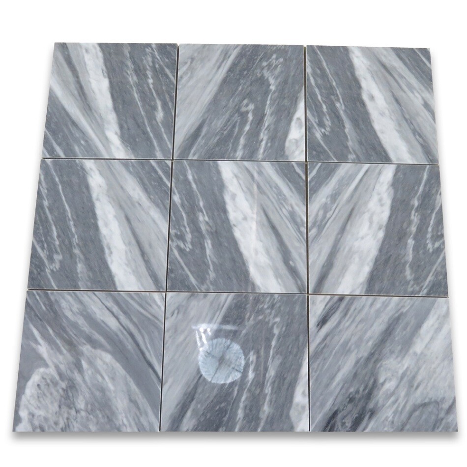 K44P Bardiglio Gray Dark Grey Marble 12×12 Tile Polished