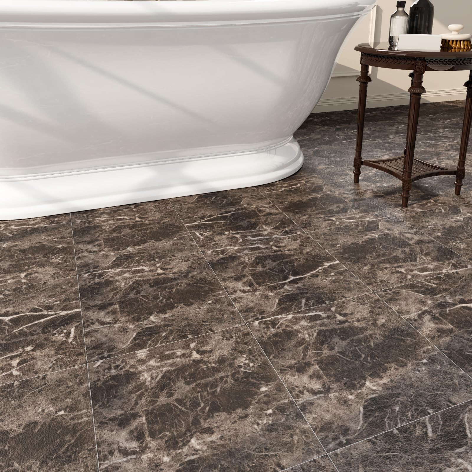 20 Pack Cover 20 Sq.Ft Peel and Stick Floor Tiles, 12” x 12” Self Adhesive Vi…